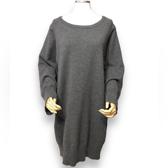 DONNA KARAN 100% Cashmere Scoop Neck Sweater Dress